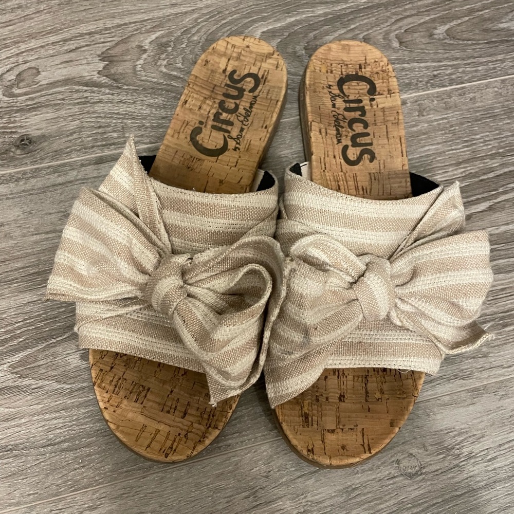 Sam Edelman slides with fabric bow